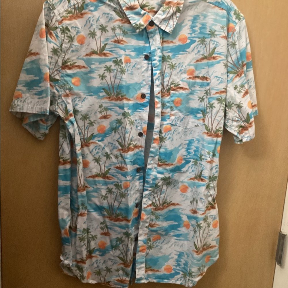 Hurley Island Print Men's Shirt - Blue and Orange